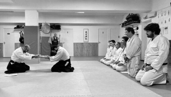 remise de diplôme grade dan takemusu aikido iwama ryu